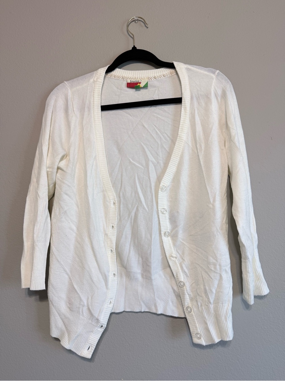 White Button-Front Cardigan Sweater
